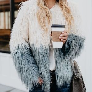 Never Worn Ombre Pocketed Shag Teddy Faux Fur Jacket | Vici Collection